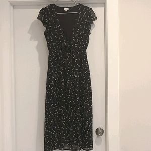 Black floral midi dress